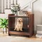 Rustic Brown 2-in-1 Wooden Dog Crate End Table with Removable Pull-Out Tray and Lockable Door